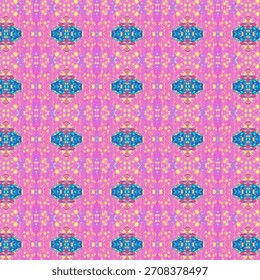 Patrón de caleidoscopio vibrante con Formas geométricas de color rosa brillante, amarillo y azul. Un audaz diseño abstracto, patrón, colorido, vibrante, caleidoscopio ideal para fondos creativos.
