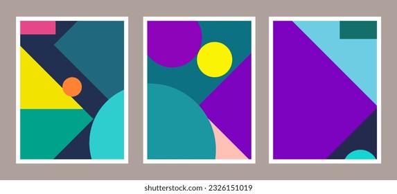 A vibrant kaleidoscopic mural of abstract shapes and colors perfect for decorating a wall minimalism-style of a decorative wall art feel using a tetradic color palette