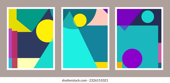 A vibrant kaleidoscopic mural of abstract shapes and colors perfect for decorating a wall minimalism-style of a decorative wall art feel using a tetradic color palette