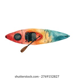 Vibrant kayak with paddle and seat