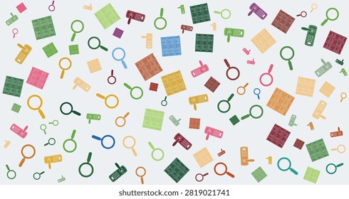 Vibrant key pattern featuring diverse shapes and bright colors suitable for creative projects and decorative backgrounds