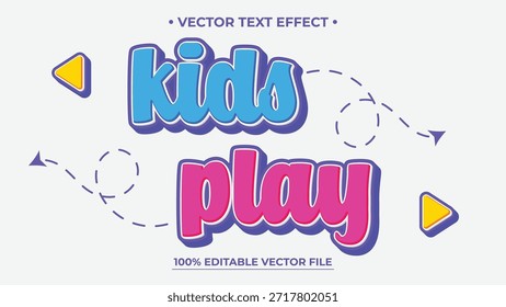 Efecto de texto de juego vibrante de los niños para los diseños juguetones y las actividades de los niños