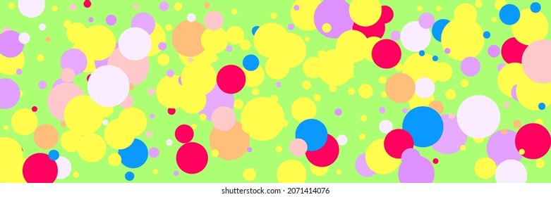 Vibrant Kids Yellow White Circles Children Illustration. Bright Vivid Purple Dark Indigo Wallpaper. Beige Rainbow Violet Pink Color Pattern. Green Pastel Play Red Multicolor Blue Composition.