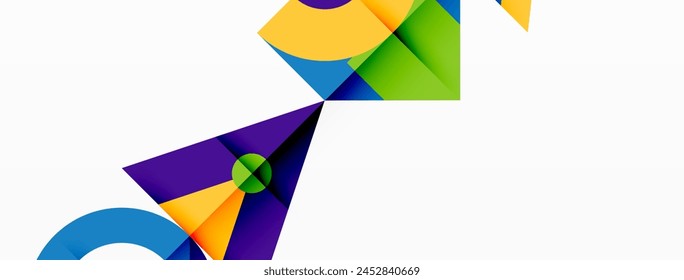 A vibrant kite, with a symmetrical design of triangles and rectangles, soars in the wind against a white backdrop. Its electric blue, magenta, and pattern create a colorful display of creative arts