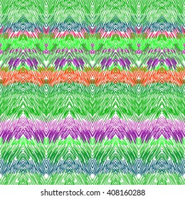 Vibrant knitting ornament seamless pattern. Vector zig zag ethnic background.