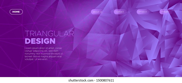 Vibrant Landing Page. Vector Polygonal Pattern. Gradient Geometric Shapes. Dynamic Minimal Design. Landing Page. 3d Modern Polygon Wallpaper. Blue Minimal Concept. Commercial Landing Page.
