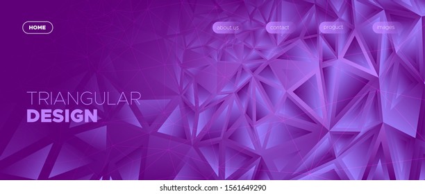 Vibrant Landing Page. Vector Polygonal Banner. Gradient Geometry Texture. Business Minimal Concept. Landing Page. 3d Abstract Polygonal Pattern. Purple Minimal Poster. Dynamic Landing Page.