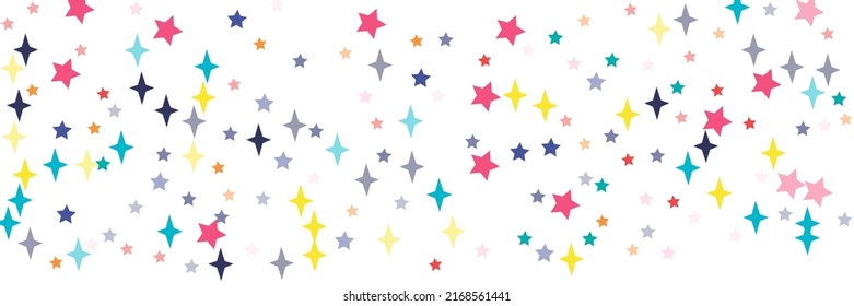 Vibrant Lavender Print Chaotic Yellow Sea Blue Background. Colorful Violet Pastel Green Bright Azure Red Orange Sky Wallpaper. Multicolor Vivid Indigo Turquoise White Stars Pink Stars Ornament.