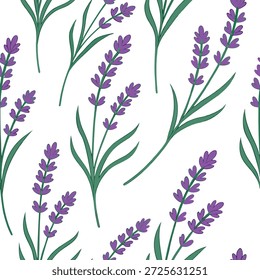 Padrão de azulejos sem emenda de lavanda vibrante com ramificações de hastes verdes macias de lavanda e toques florais fragrantes conceito como rampas de lavanda com hastes verdes macias e flores roxas vibrantes criar um padrão de azulejos sem emenda cheio de aroma de mola no Photo Stock Concept e espaço vazio no lado esquerdo, sem texto —ar 7:2 —tile