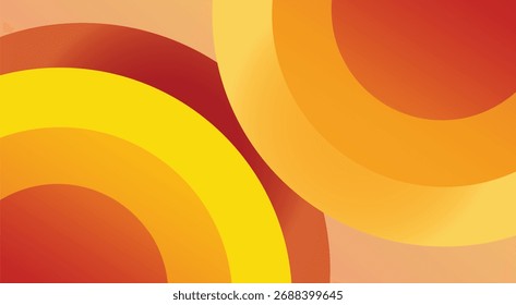 Fondo Abstractas en capas vibrante con anillos de degradado cálido en tonos de naranja, amarillo y rojo para el diseño moderno