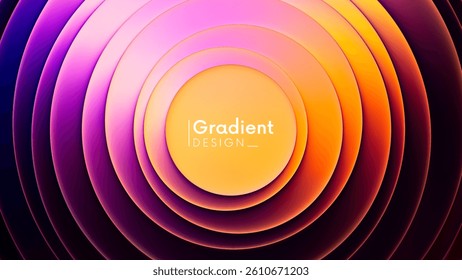 Vibrant layered futuristic gradient design with concentric circles in bright summer colors full of depth and energy. Glowing gradient rings with smooth blending of visual harmony for trendy projects