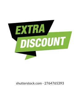 A vibrant layered speech bubble graphic advertises an extra discount offer