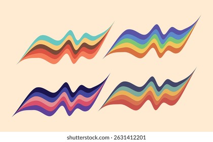 Vibrant layered waveforms in a modern abstract style. Ideal for creative backgrounds, infographics, and digital art.