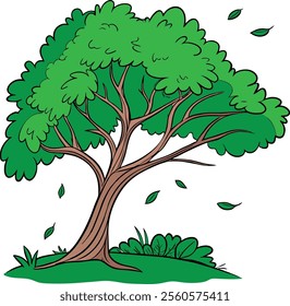 Vibrant Leafy Trees vector art illustration eps