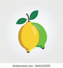 Vibrant lemon and lime duo in flat design, perfect for drink menus, recipe graphics, and fresh food branding.
