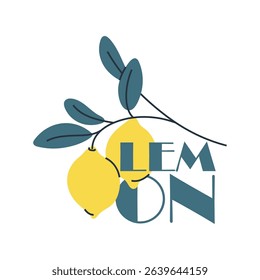Vibrant lemon logo with natural botanical elements