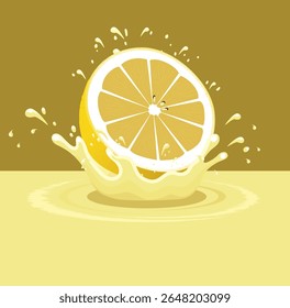 Vibrant Lemon Slice Splashing with Juice