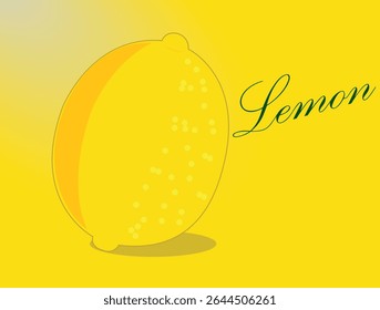 A vibrant lemon vector graphic on a yellow background with the word lemon artistically displayed.