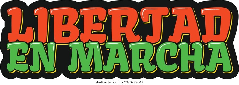 A vibrant lettering vector design representing the dynamic movement of freedom.