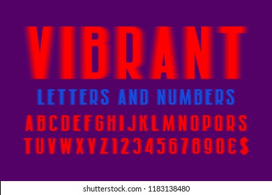 Vibrant letters and numbers with currency signs. Red glowing urban font. Isolated english alphabet.