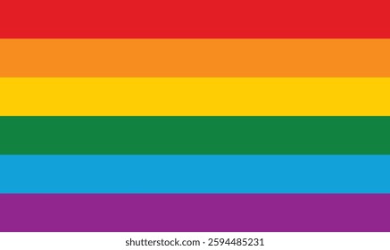 A vibrant LGBTQ+ pride flag featuring the iconic rainbow colors,