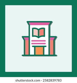 Vibrant Library Building Icon Library for Web and App Design