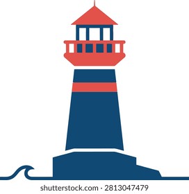 A vibrant lighthouse standing tall against crashing waves, symbolizing guidance and safety