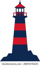 A vibrant lighthouse stands tall against a clear sky, symbolizing guidance and safety at sea