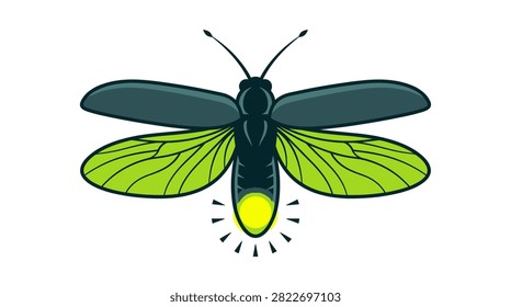 Vibrant lightning bug vector suitable for environmental and summer night themes.