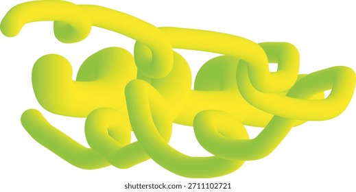 Verde-limão vibrante abstrato emaranhado fluido forma criando uma escultura orgânica