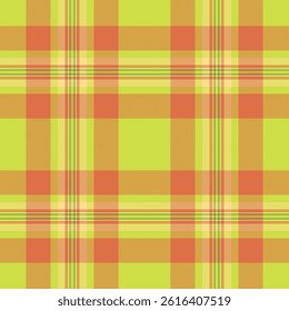 Vibrant lime green and coral plaid pattern. Perfect for textile design, website backgrounds, or fashion projects.  This cheerful, seamless texture evokes feelings of warmth and optimism.
