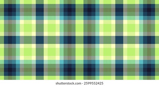 Vibrant lime green and teal plaid pattern. Perfect for textile design, website backgrounds, or fashion projects. This seamless texture offers a fresh, modern aesthetic with a touch of classic charm.