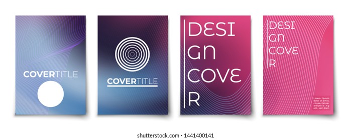 Vibrant lines and abstract forms cover template set. Minimal geometric design concept 
