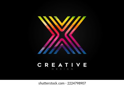 Vibrant Lines Letter X Logo with Lines and Monogram Creative Style Design Vector. Minimalist X Letter Icon Design made of Lines 