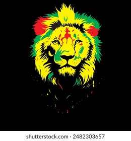 a vibrant lion vector in Rastafari colors, perfect for t-shirt stencil printing, logos, and digital art. Add bold, cultural flair to your creative projects