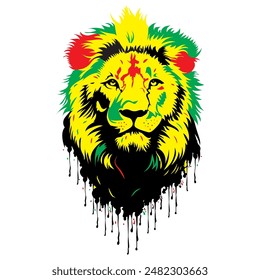 a vibrant lion vector in Rastafari colors, perfect for t-shirt stencil printing, logos, and digital art. Add bold, cultural flair to your creative projects