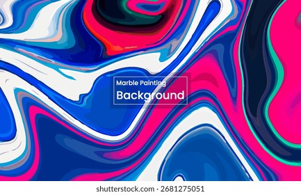 Lebendige flüssige Marmorfarbe Hintergrund in blau und rosa. Dynamische moderne abstrakte fluide Kunsttextur für Tapeten, Cover und Grafikdesign.
