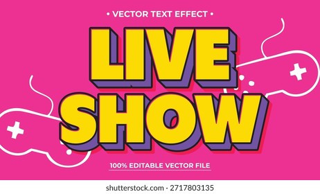Efecto de texto de Vector de espectáculo en vivo vibrante para presentaciones modernas