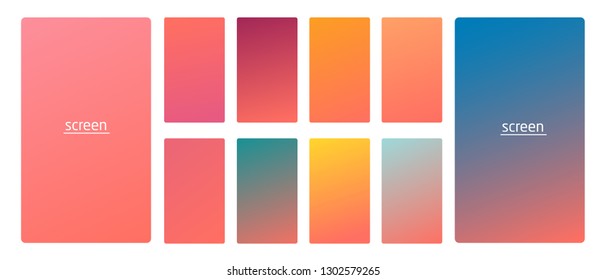 Vibrant   living smooth gradient soft colors coral palette for devices  pc's   modern smartphone screen backgrounds set vector ux   ui design illustration 