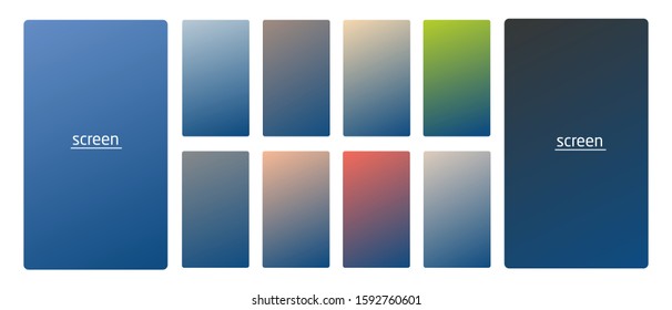 Vibrant and living smooth gradient soft colors coral palette for devices, pc and modern smartphone screen backgrounds set vector ux and ui design illustration.