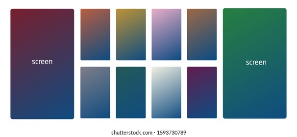 Vibrant and living smooth gradient soft colors coral palette for devices, pc and modern smartphone screen backgrounds set vector ux and ui design illustration.