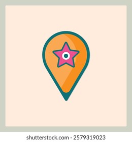 A vibrant location pin icon with a pink star, ideal for maps and navigation apps and web interface designs