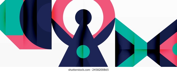 A vibrant logo design featuring a keyhole surrounded by a symmetrical pattern of circles and triangles in electric blue, magenta tints, and shades. The font used adds an artistic touch to the symbol
