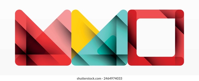 A vibrant logo features the letters m and o on a bright white backdrop, showcasing elements of color, shape, font, pattern, symmetry, with vibrant shades of electric blue and magenta