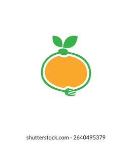 A vibrant logo featuring an orange with a fork, symbolizing fresh, healthy food. Perfect for restaurants or food businesses.