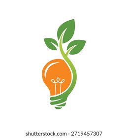 Un logotipo vibrante con una planta que crece a partir de una bombilla, que representa ideas innovadoras.