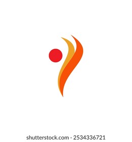 A vibrant logo featuring a stylized human figure with a red circle for a head