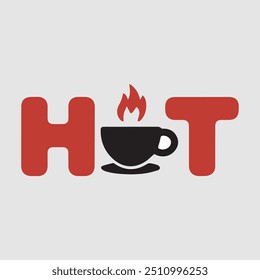 Un logotipo vibrante con la palabra "CALIENTE" con una taza de té humeante, perfecto para marcas de té o cafés que enfatizan la calidez y las bebidas sabrosas.
