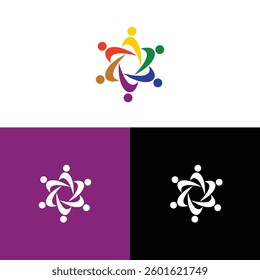Vibrant logo showing people in a colorful circle conveys unity and connection in a community Perfect for diverse organization branding and social media.
