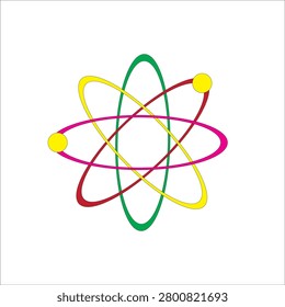 Vibrant looping paths of subatomic particles on a clean white background